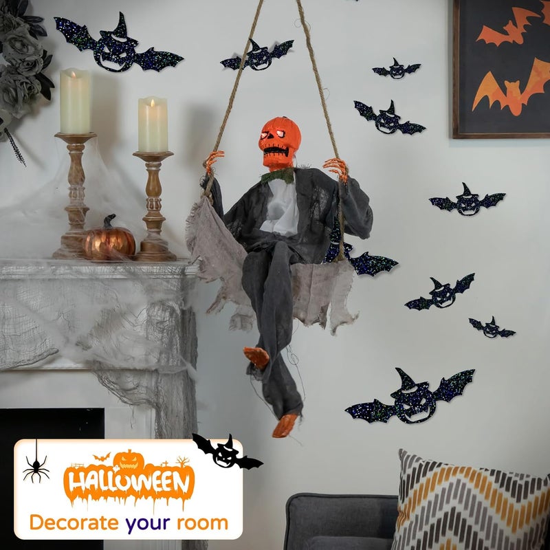 DELEMI 120 Pcs 3D Pumpkins Halloween Decorations,Waterproof Spooky Halloween Wall Decor Black Sticker for Party Supplies Wall Window (Black Pumpkin) - Image 5
